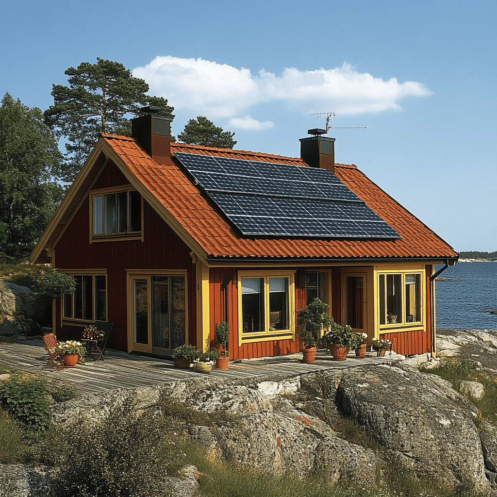 Svenks västkuststuga med solpaneler