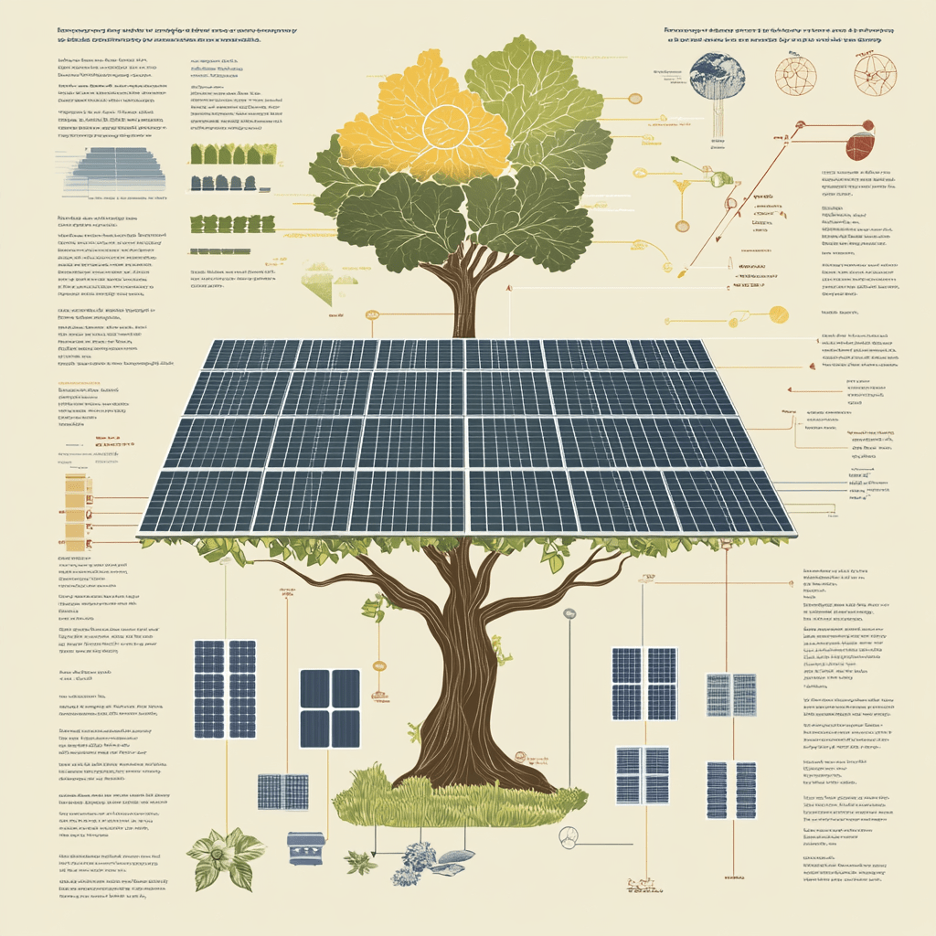 Solceller som växer på ett träd - illustratic bild